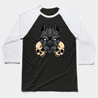 Pitbull And The Skulls Baseball T-Shirt